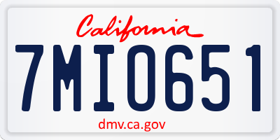 CA license plate 7MIO651