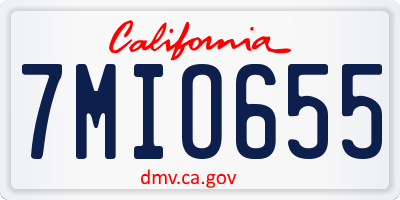 CA license plate 7MIO655