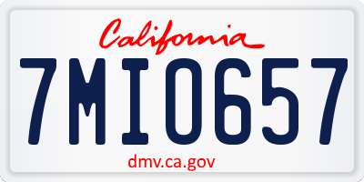 CA license plate 7MIO657