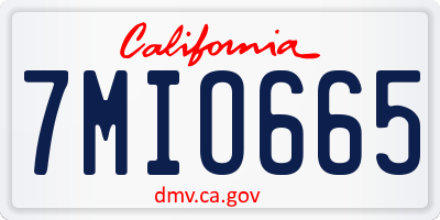 CA license plate 7MIO665