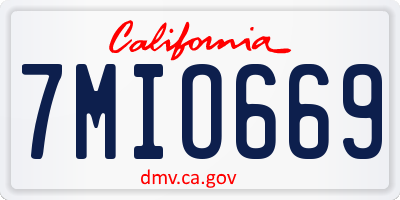 CA license plate 7MIO669