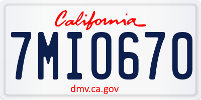 CA license plate 7MIO670