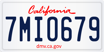 CA license plate 7MIO679