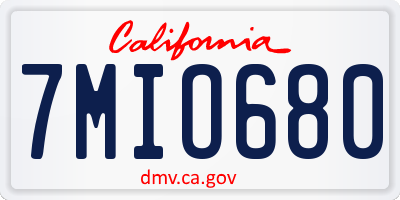 CA license plate 7MIO680