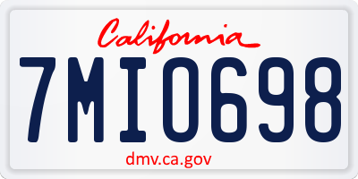 CA license plate 7MIO698