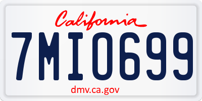 CA license plate 7MIO699