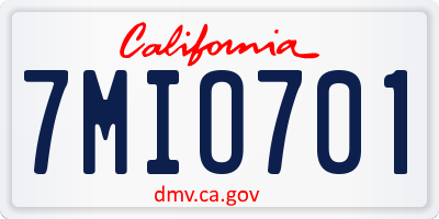 CA license plate 7MIO701