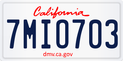 CA license plate 7MIO703