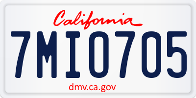 CA license plate 7MIO705