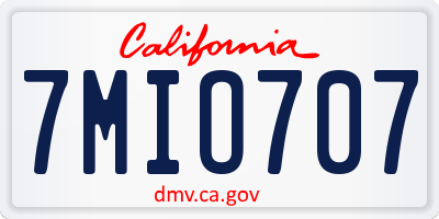 CA license plate 7MIO707