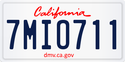 CA license plate 7MIO711