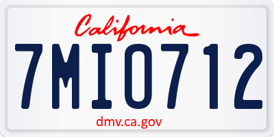 CA license plate 7MIO712