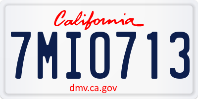 CA license plate 7MIO713