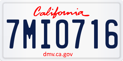 CA license plate 7MIO716
