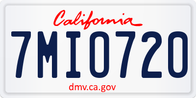 CA license plate 7MIO720