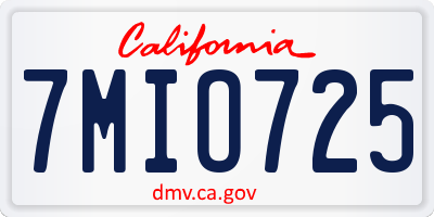 CA license plate 7MIO725