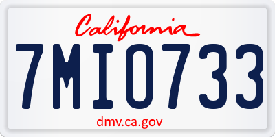 CA license plate 7MIO733