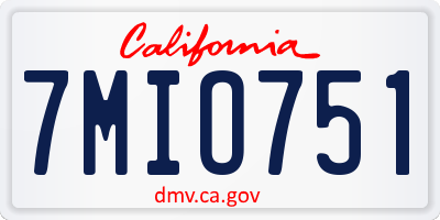 CA license plate 7MIO751