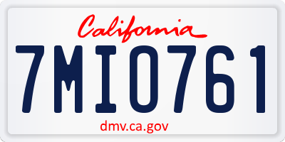 CA license plate 7MIO761