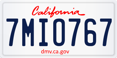 CA license plate 7MIO767
