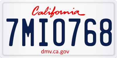 CA license plate 7MIO768