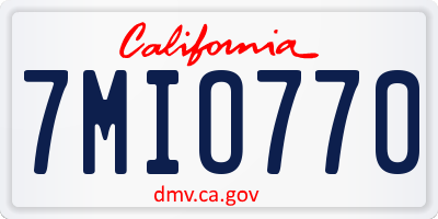 CA license plate 7MIO770