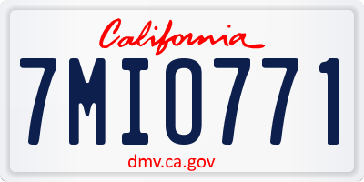 CA license plate 7MIO771