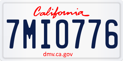 CA license plate 7MIO776
