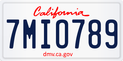 CA license plate 7MIO789