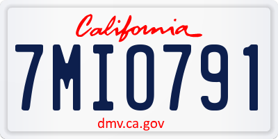 CA license plate 7MIO791