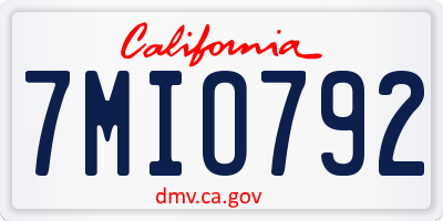 CA license plate 7MIO792