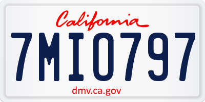 CA license plate 7MIO797