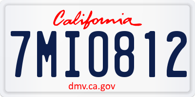 CA license plate 7MIO812