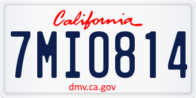 CA license plate 7MIO814