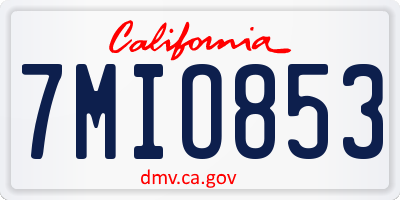 CA license plate 7MIO853