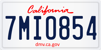CA license plate 7MIO854