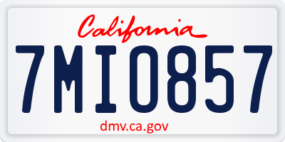 CA license plate 7MIO857