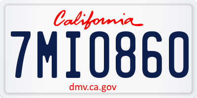 CA license plate 7MIO860