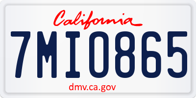 CA license plate 7MIO865