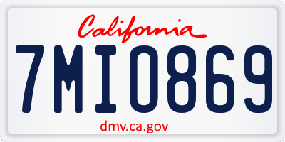 CA license plate 7MIO869