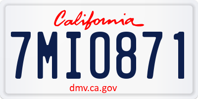 CA license plate 7MIO871