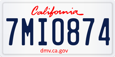 CA license plate 7MIO874