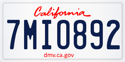 CA license plate 7MIO892