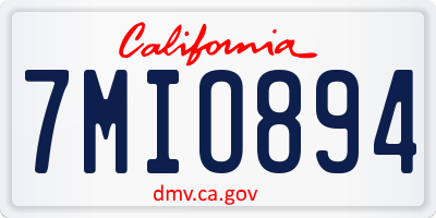 CA license plate 7MIO894