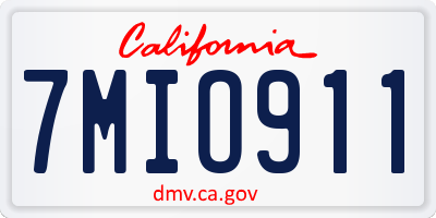 CA license plate 7MIO911