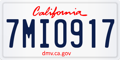 CA license plate 7MIO917