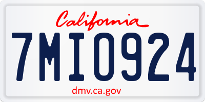 CA license plate 7MIO924