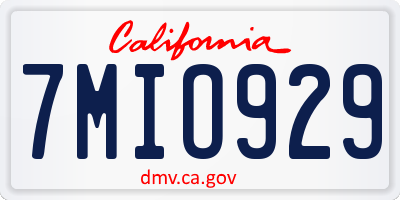 CA license plate 7MIO929