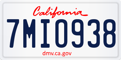 CA license plate 7MIO938