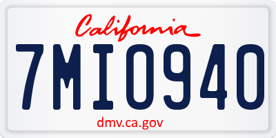 CA license plate 7MIO940